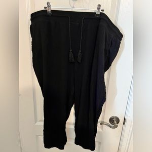Torrid | Black Stretch Waist Tassel Cropped Rayon Joggers | 3X